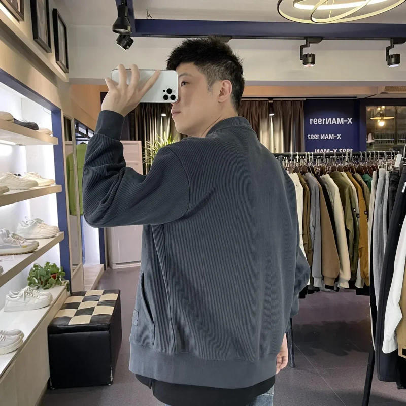 Description Picture 4 of itemMan Clothes with Pockets Knitted Sweaters for Men Cardigan Black Plain Solid Color Korean Autumn Cheap Fashion A Cotton Neck X S