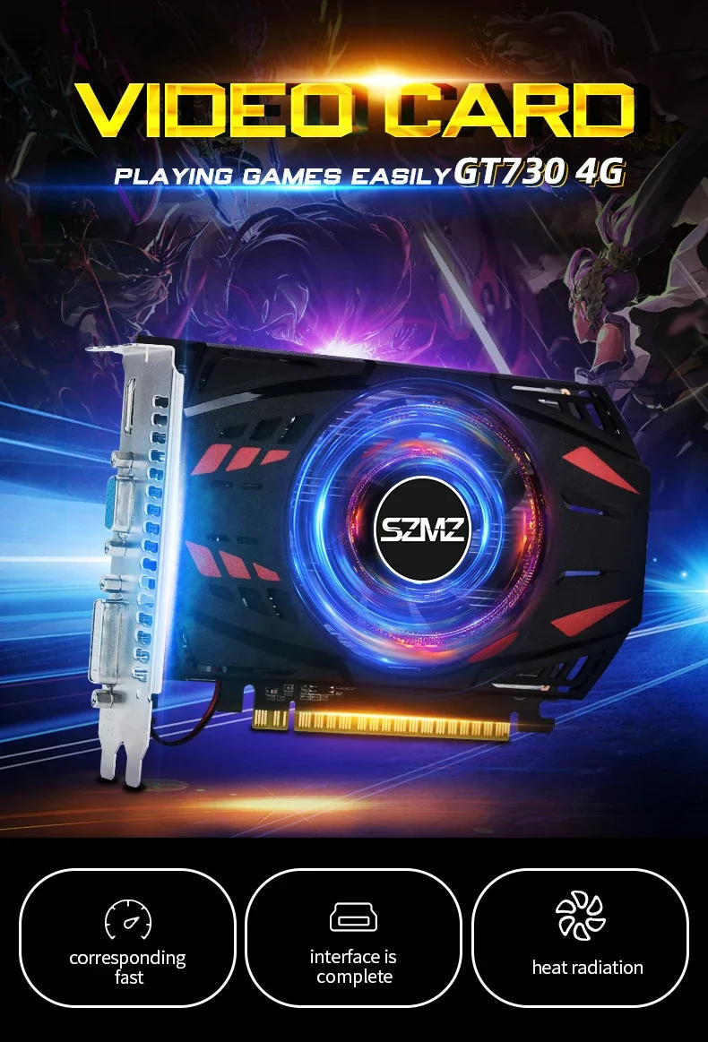 Description Picture 3 of itemGT730 4GB Video Card 64Bit DDR3 With HDMI VGA DVI Port Nvidia Graphics Card PCIE X16 2.0 GT730 GPU Desktop Computer