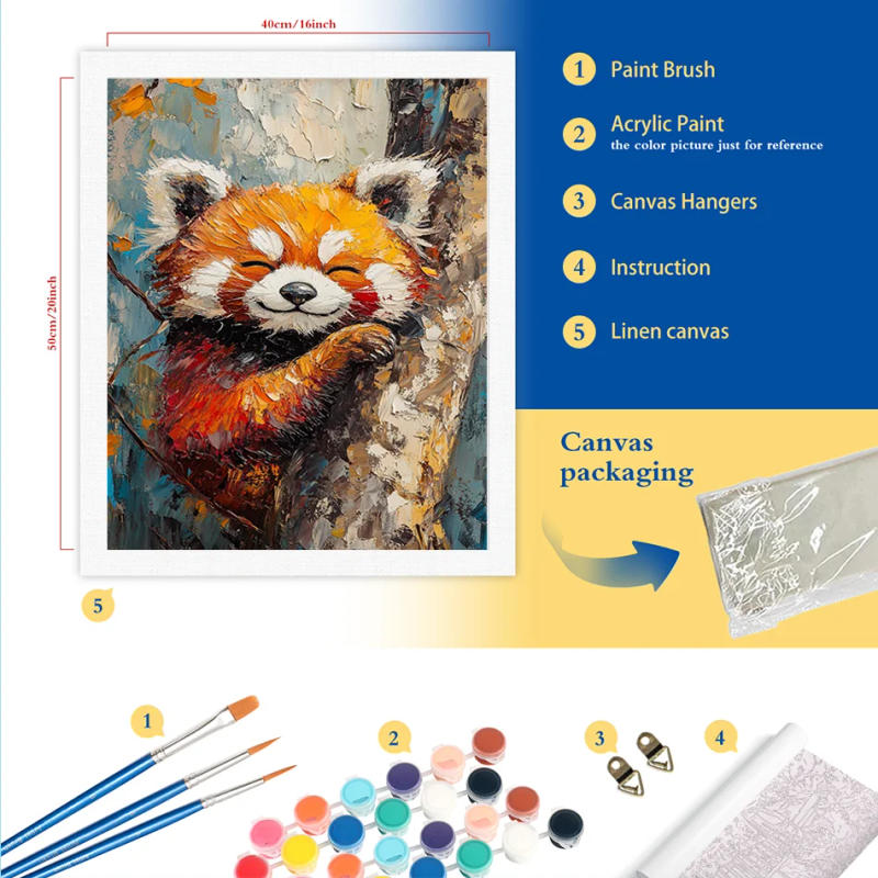 Description Picture 3 of itemRUOPOTY Painting By Numbers Branch Red Panda Oil Picture Drawing Coloring Art Supplies Hand Painted Kits For Interior Home Decor
