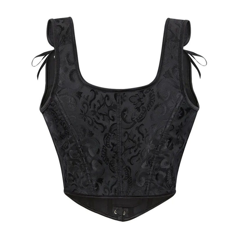 Description Picture 5 of itemVintage Jacquard Overbust Corset Women Crop Top Sexy Bustier Vest Tank Plus Size Gothic Brocade Victorian Corselet