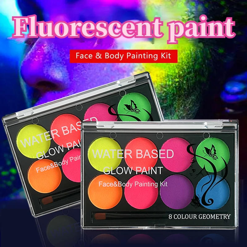 Description Picture 3 of item8 Colors Body Painting Palette for Tattoo Art UV Glow in The Dark Makeup Carnival Artist Cosplay Art Party Festival Cosmetics