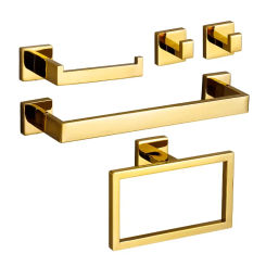 Luxury Bathroom Hardware Set Accessories Bright Gold Shelf Robe Hook Hanger Towel Bar Rack Toilet Paper Holder Stainless Steel