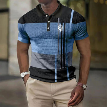 Men Casual Sport Short Sleeve Fashion Slim Fit Lapel Button Polo Shirt .
