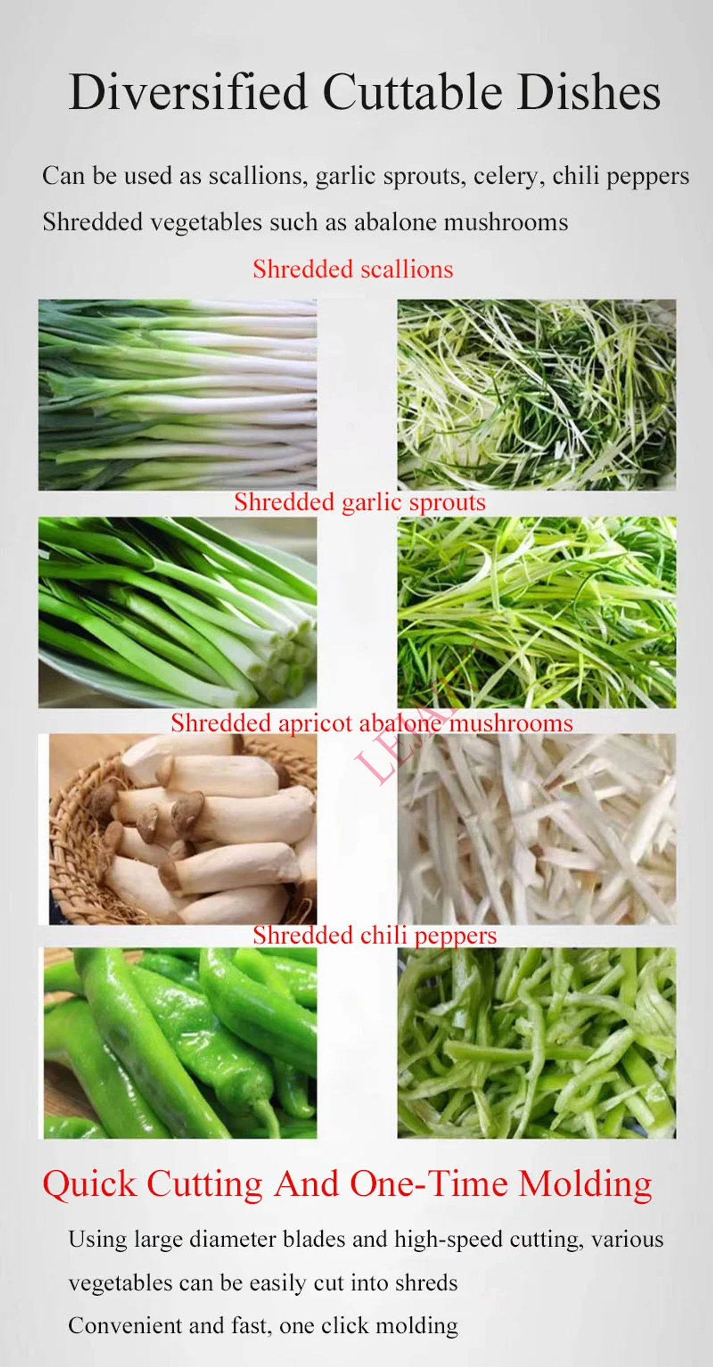 Description Picture 6 of itemElectric Food Vegetable Shredder Kitchen  Pepper Celery Green Onion Shred Machine