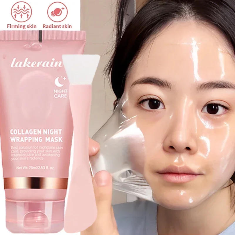 Description Picture 6 of itemNight Collagen Wrapping Peel Off Mask with Brush Moisturizing Rejuvenation Brightening Firming Facial Mask Gel Repair Cream 75ml