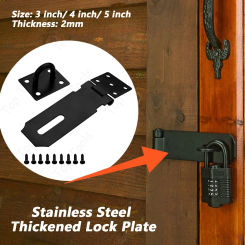 Padlock Hasp Stainless Steel Shed Gate Latch 90 Degree Right Angle Door Clasp Lock Home Burglar-proof Bolt Door Buckle Screws