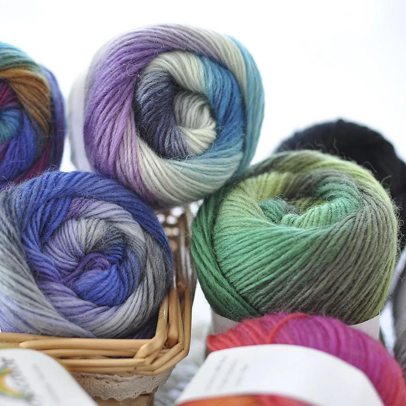 Description Picture 5 of item1PCS 50g/Group Ball of Yarn Rainbow Gravity Color DIY Weave Yarn Knitting Scarf Sweater Shawl Hat Yarn Auxiliary Materials