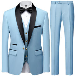 Men Mariage Color Block Collar Suits Jacket Trousers Waistcoat Male Business Casual Wedding Blazers Coat Vest Pants 3 Pieces Set
