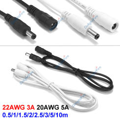 DC Power Extension Cable 5.5mm 2.1mm 5V 12V Barrel Plug Extension Cord for Security Camera CCTV Router LED Strips Power Adapter