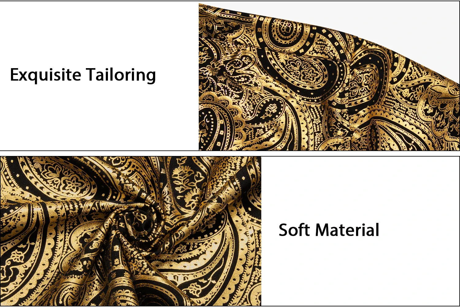 Description Picture 2 of itemMen's Luxury Shirt Gold Paisley Gilding Slim Fit Social Shirts Long Sleeve Summer Hawaiian Elegant Shirt Clothing Women Blouse