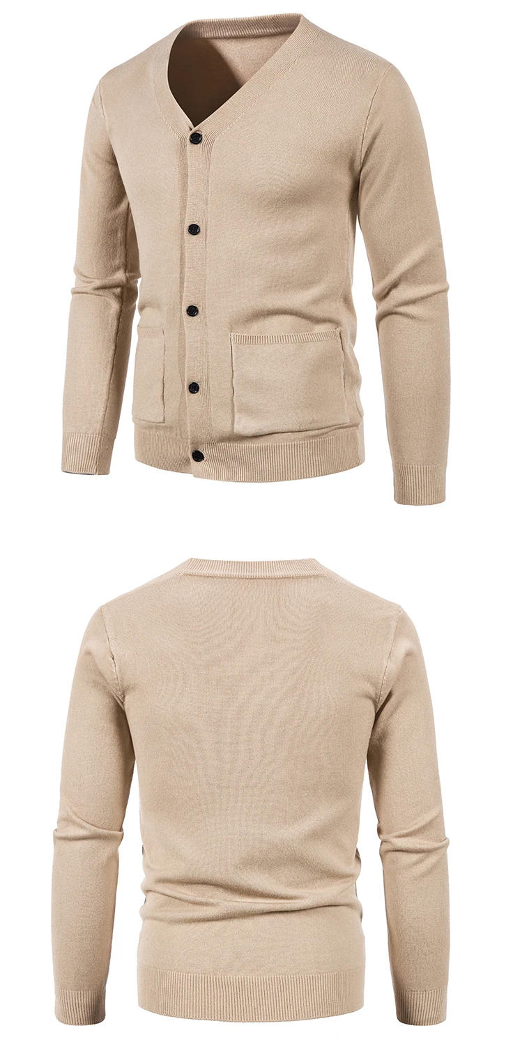 Description Picture 3 of itemKnitted Sweater for Men's Spring New Thin Outer Wear Men's Cardigan Knitted Spring and Autumn Solid Color Sweater Jacket