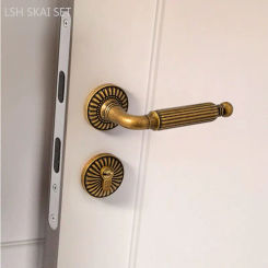 French Bedroom Door Lock Home Door Handle Lock Body Set Antique Quiet Security Door Lock with Key High Quality Hardware