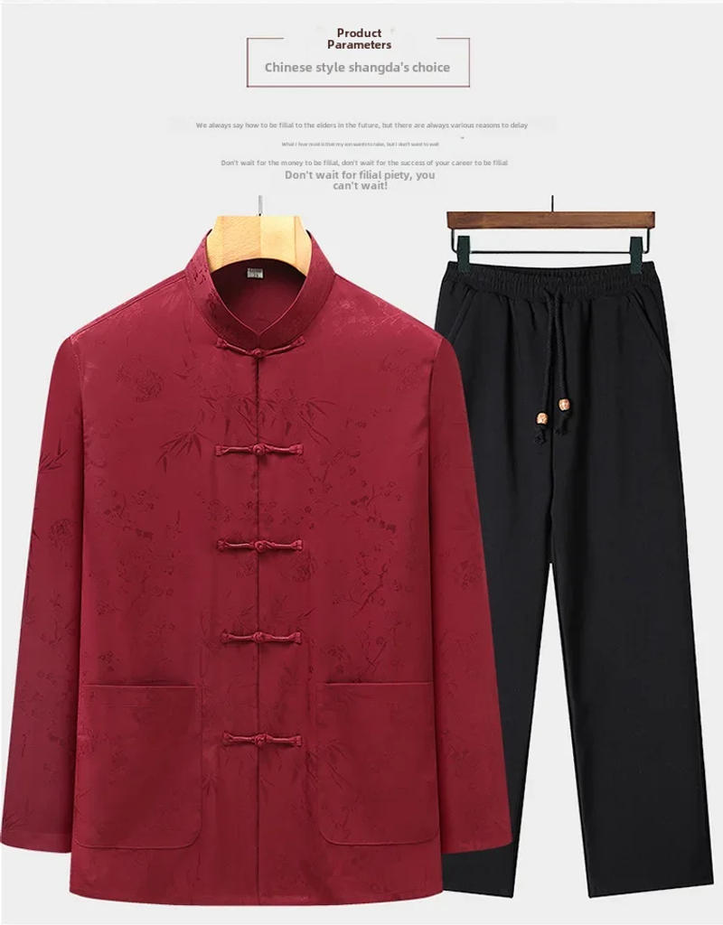 Description Picture 4 of itemMiddle-aged Elderly Men's Long Sleeve Shirt Blazers Casual Scene New Season Autumn Couple Overlife Clothes Wedding Banquet Suit