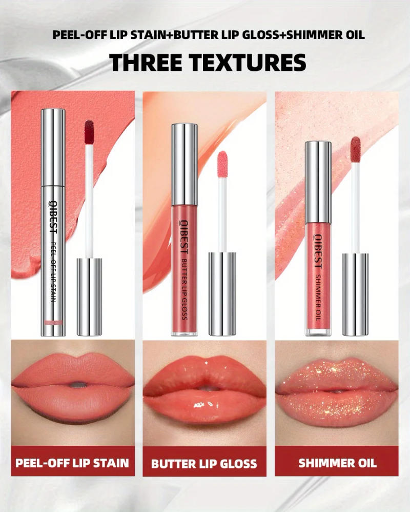 Description Picture 3 of item3-Pack non-stick cup matte pattern embroidery peel-off tear-off lip gloss lip line easy-to-color mirror pearlescent lip oil set