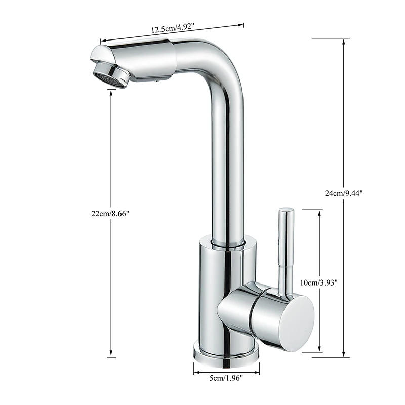 Description Picture 3 of itemZinc Alloy Basin Faucets for bathroom faucet Chrome Deck Mount Single Handle Cold and hot Sink Bathroom Faucet