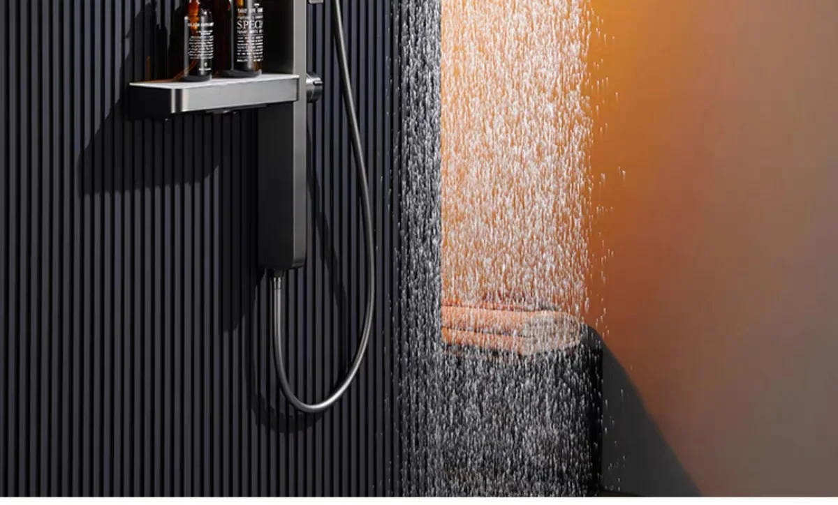 Description Picture 6 of itemLuxury Shower faucet Double Storage Table  two-in-one functional flower LED Digital Piano Shower Set Gray For Bathroom White