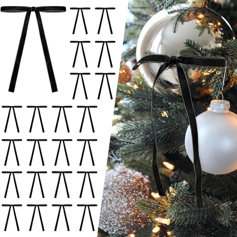 Description Picture 2 of item30PCS Velvet Christmas Bows Rustic Crafts Gift Bows Vintage Ribbon Bows for Christmas Tree Garland Home Wedding Decoration