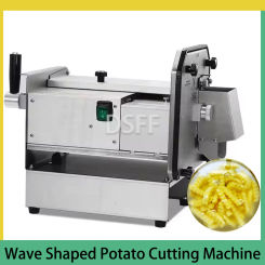 Kitchen Commercial Wavy Potato Cutting Machine, Stainless Steel Potato Slicer, Commercial Automatic Push Back Electric Vegetable