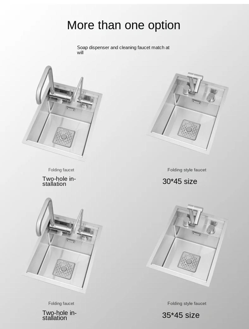 Description Picture 6 of itemNanometer Black Sliver Hidden Kitchen Sink Invisible Sink for Bar 304 Stainless Steel Handmade Brushed Single Kitchen Sink