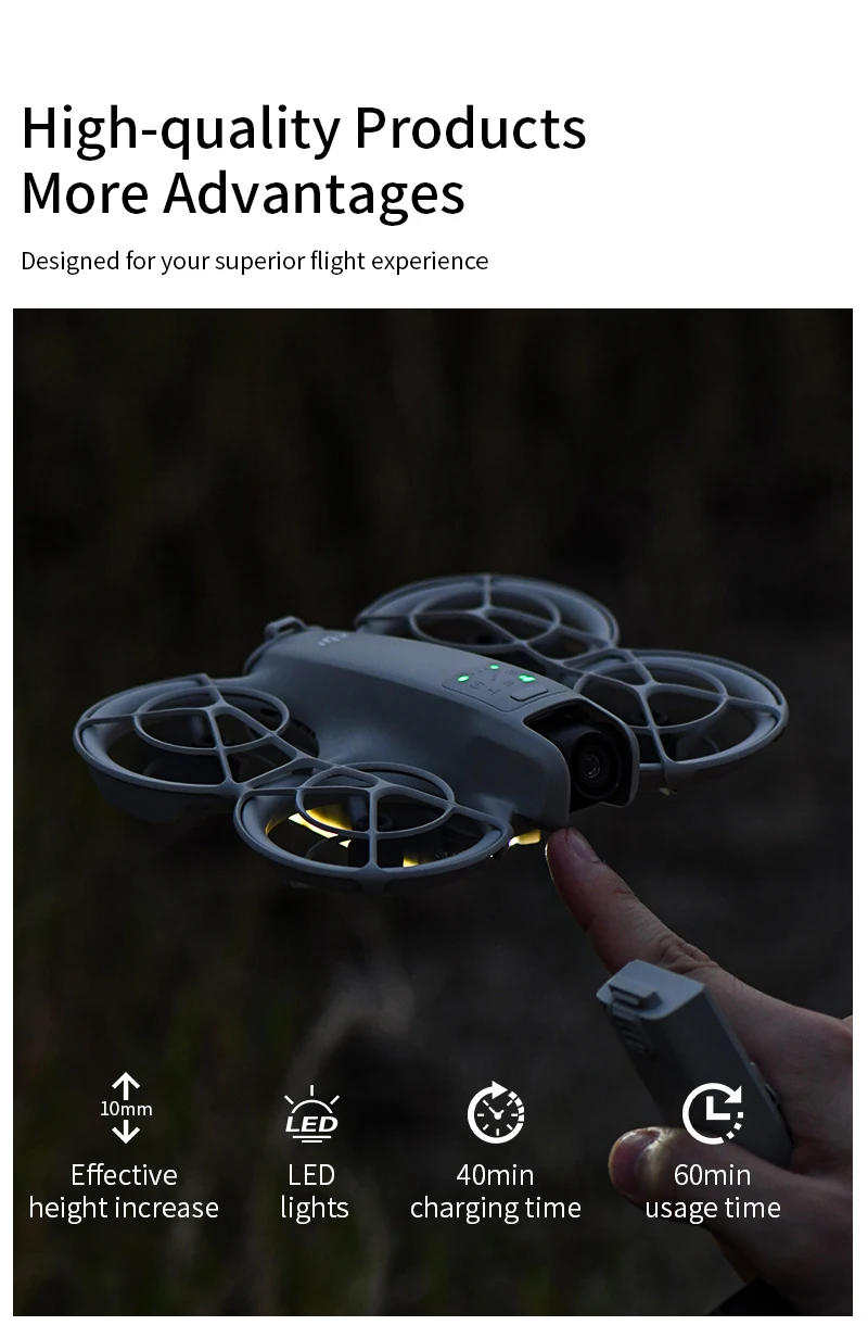 Description Picture 3 of itemNeo LED Landing Gear for DJI Neo Drone Night Flight Light Extension 10mm Height Leg Luminous Tripod Rechargeable Accessories