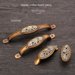 Cabinet Dresser Drawer Knob Rose Handle Furniture Hareware Vintage Antique Copper Head Furniture Door Pull Handle Zinc Alloy