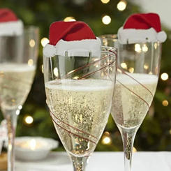 10PCS Christmas Glass Cup Card Santa Hat Xmas Tree Snowman Cup Card Home Table Place Decor Navidad New Year Party Supply