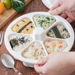 6 Grids Japanese Onigiri Maker Press Non-sticky DIY Plastic Triangle Rice Ball Sushi Making Tool Mold Bento Tools