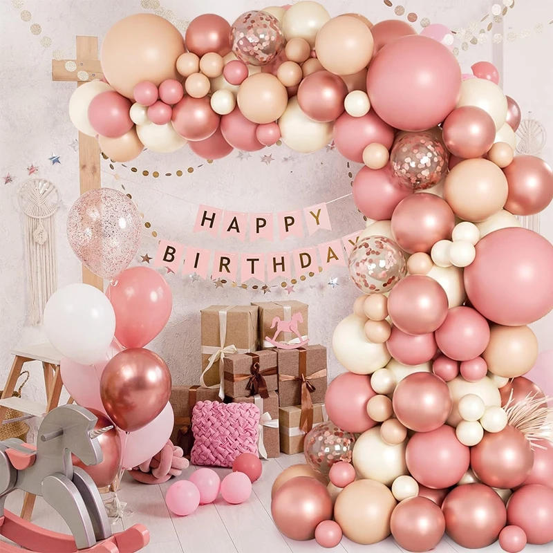 Description Picture 4 of item147pcs Grey Rose pink blush Balloon Bohemian Nude Cream Peach Champagne Bridal Shower Garden Tea Birthday wedding decoration