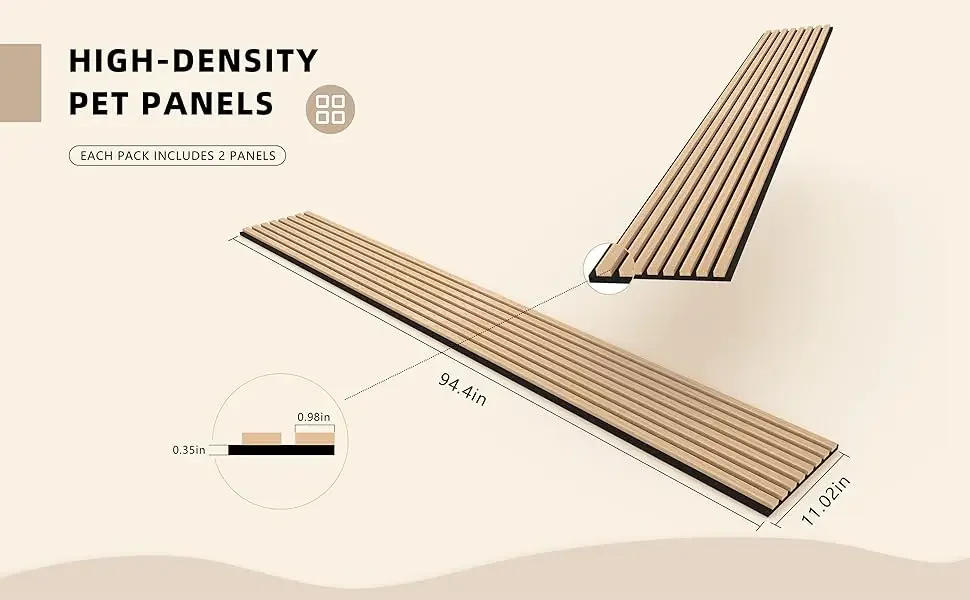 Description Picture 3 of item2-Pack 94.48"x 11.02"x 0.82" Each,Wood Panels for Wall,Wooden Wall Panels ,3D Wood Wall Paneling with Solid Wood Veneer