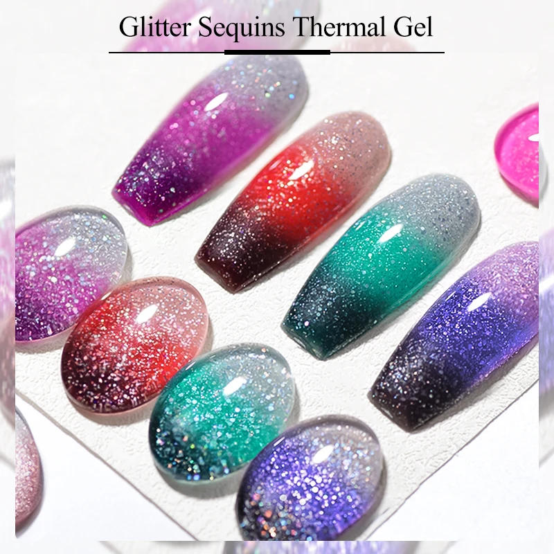 Description Picture 3 of itemMEET ACROSS 7ml 36Colors Glitter Thermal Gel Nail Polish 3 Colors Changing Soak Off Gel Winter Semi Permanant Nail Art Varnish