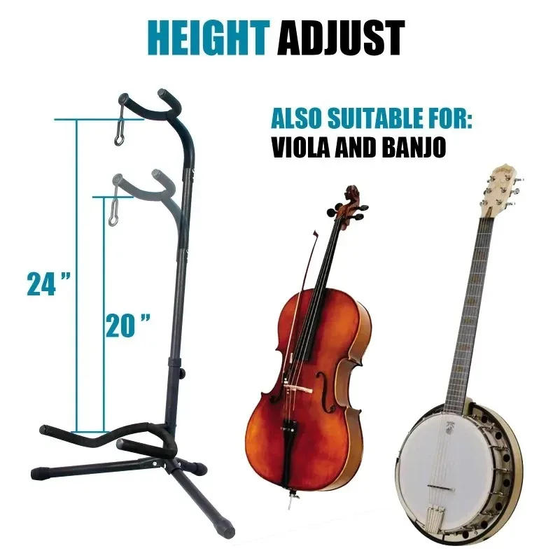 Description Picture 3 of itemVertical Guitar Stand Foldable and Adjustable Instrument Display Ukulele Pipa Bass Folk Classical Electric Wood Guitar Stand