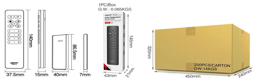 Description Picture 3 of itemC1 Color Temperature Remote adjust brightness & CCT Wireless Dimmer Switch 3V control MiBoxer 2.4G led controller / LED lights