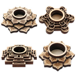 Lotus Pattern Wooden Crafts Holder For Crystal Stone Carving Stand Crystal Ball Base Meditation Decoration Desktop Ornament