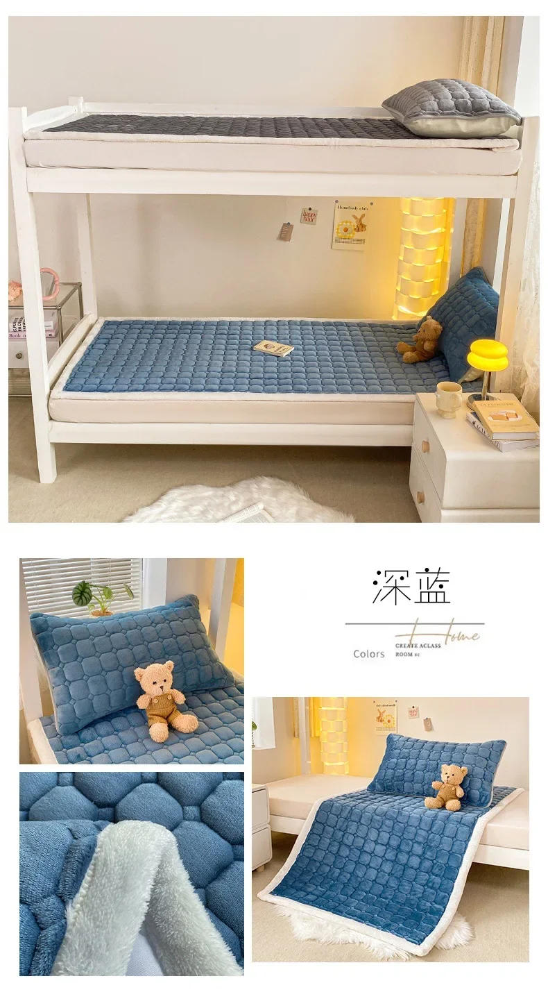 Description Picture 3 of itemMilk Velvet Bedspread King Size Bed Cover Quilted Mattress Pad Washable Mattress Protector Bed Linen Queen Bedsheet