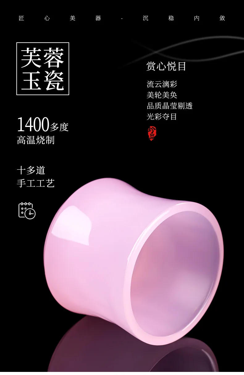 Description Picture 3 of item100ml Furong Jade Porcelain Tea Cup Sakura Pink Bamboo Joint Glass Large Capacity Teacup Chinese Style