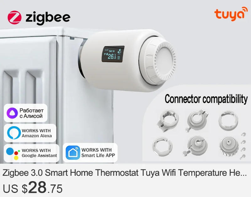 Description Picture 3 of itemTuya Smart Home Wifi Thermostatic Head Radiator Valve  Actuator Head Temperature Controller Smart Life  Alexa Google Home Alice