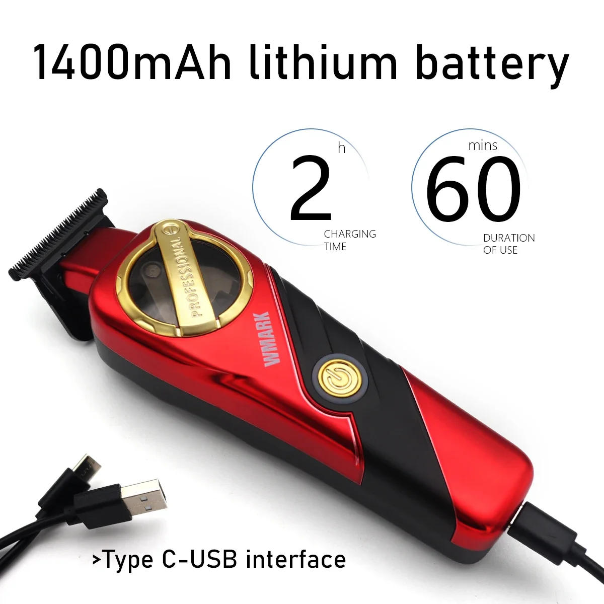 Description Picture 5 of itemWMARK New NG-9213 Brushless Motor Engraving Scissors Rechargeable Hair Clipper DLC Blade High-Grade