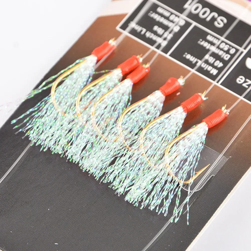 Description Picture 3 of item6Pcs/Pack Sabikis Soft Fishing Lure Rigs Bait Jig Lure Feather Lure Herring Bait Tackle Tool For Mackerel And Deep Se NEW