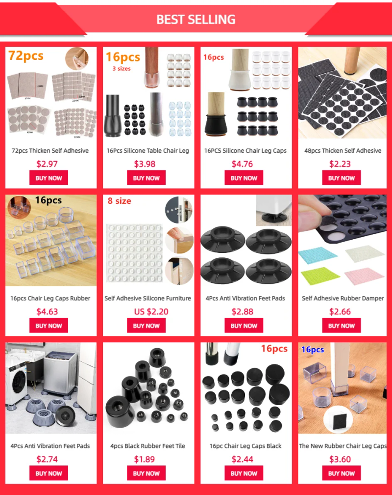 Description Picture 2 of item4pcs Black Rubber Feet Tile Floor Protector Shock Pad Non-slip Chair Table Leg Cover Cabinet Bottom Pads Funiture Accessories