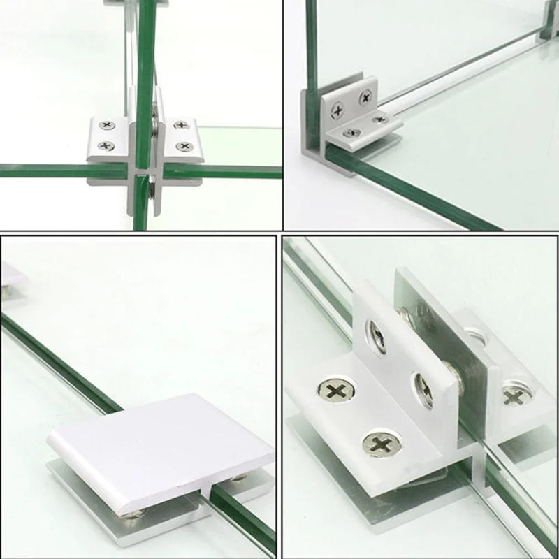 Description Picture 5 of item2PCS Glass Clamps For Handrails Shelves Holder Corner Bracket Clamp Aluminum 10-12mm Glass Clips 4 Sizes Fixed Fitting