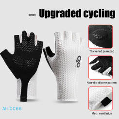【M】Summer Breathable Half Finger Cycling Gloves Ultralight Road Bike Gloves Anti-Slip Silicone Pad Cooling Sport Gear