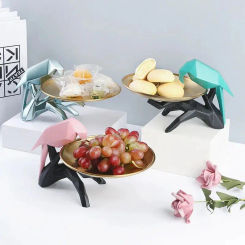 Nordic bird multi-function shelf round tray storage snack decoration living room bedroom home crafts gifts