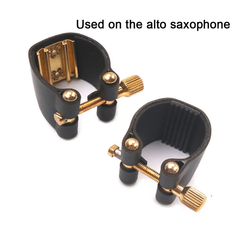 Description Picture 3 of itemAlto Sax Mouthpiece Ligature Saxophone Mouthpiece Leather Fastener Clip Ligatures For Alto Sax Accessories Metal Bakelite Flute