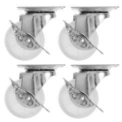 4 Pcs Universal Wheel Caster Wheels Furniture Replacement Cart White Stainless Steel