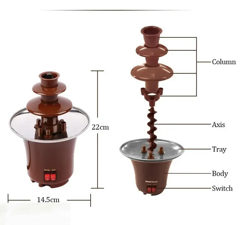 Description Picture 3 of item3 Layers Mini Chocolate Fountains Fondue Waterfall Maker Machine Home Event Exhibition Wedding Birthday Party EU/US