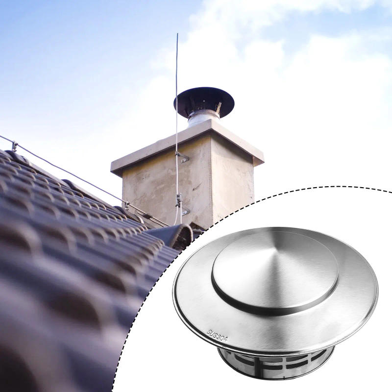 Description Picture 4 of item75/200mm Stainles Steel Chimney Cap For Exterior Wall Roof Pipe Exhaust Vent Chimney Exhaust Hood Silver Chimney Cover