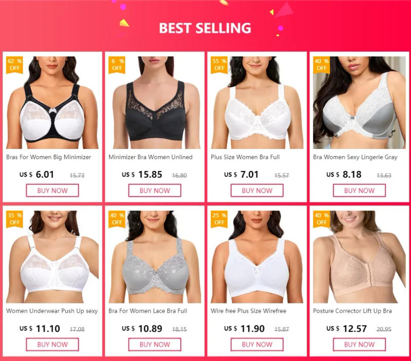 Description Picture 4 of itemWomen's Plus Size Front Closure Bra Floral Lace Unlined Jacquard Full Coverage Underwire Racerback Non-padded Lingerie 34-50