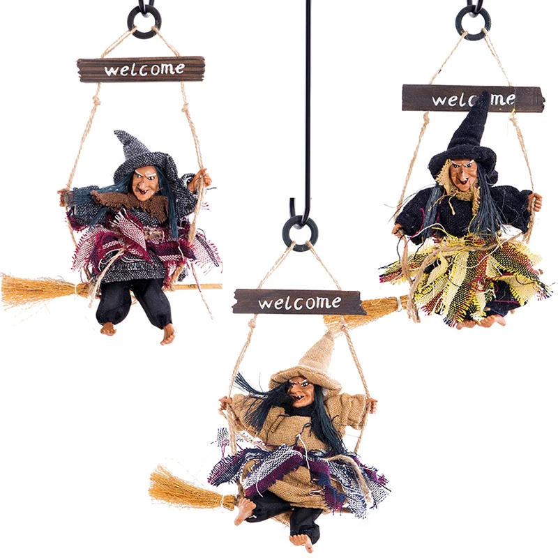 Description Picture 2 of itemHalloween Witch Hanging Doll Pendant Ghost Flying Witch Horror Scary Decoration Halloween Home Decoration DIY Party Ornaments