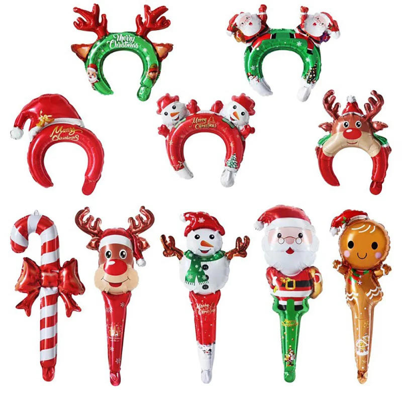 Description Picture 4 of item5/10pcs Christmas Hair Clasp Balloons Christmas Headdress Balloon Santa Claus Headband Hair Band Foil Balloons Christmas Decors