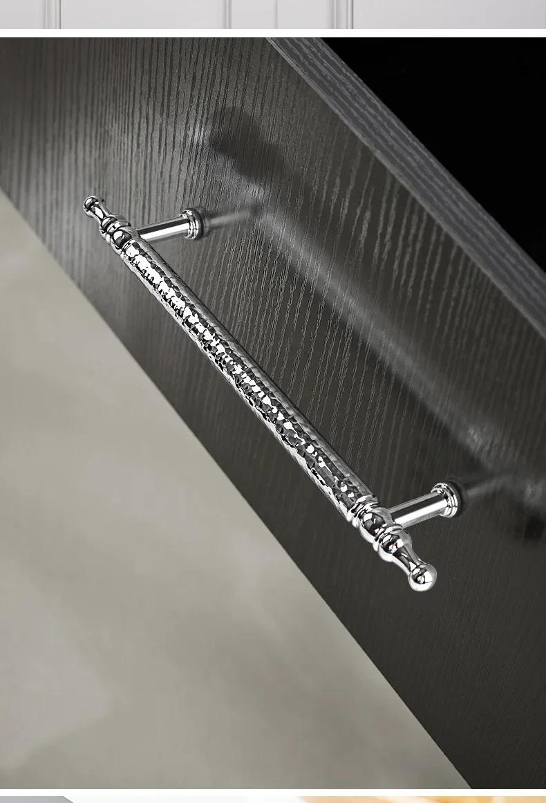 Description Picture 5 of itemFrench Light Luxury Handmade Hammer Pattern Cabinet Door Handle Creative High-end Brass Shiny Silver Cabinet Drawer Handle